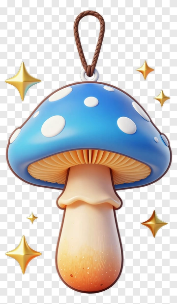 Blue Polka Dot Mushroom Pendant PNG