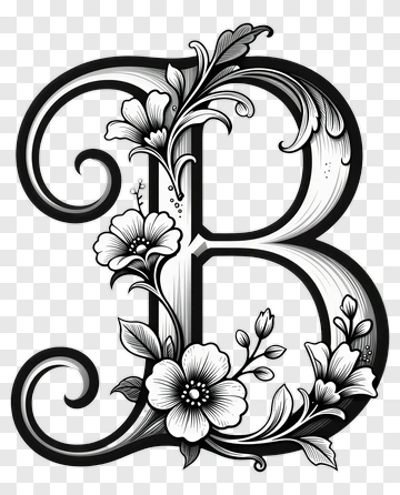 Decorative Floral Letter B PNG