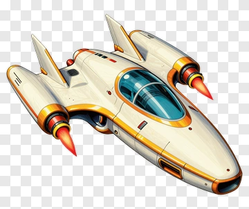 White And Orange Spaceship With Red Engines PNG