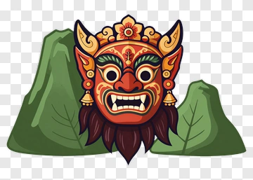 Balinese Mythological Mask PNG
