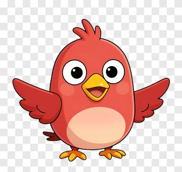 Red Cartoon Bird With Open Beak PNG