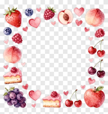 Watercolor Fruit And Cake Border PNG