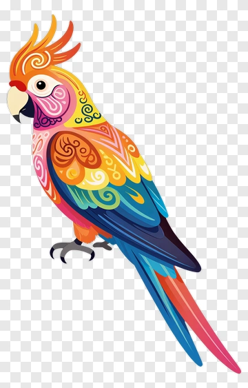 Colorful Parrot Illustration PNG