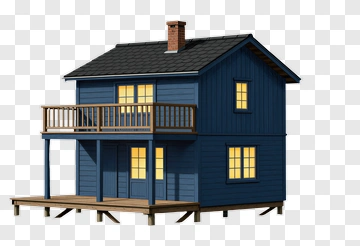 Blue House On Water PNG