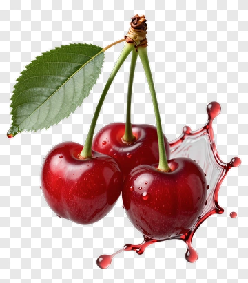 Fresh Cherries With Juice Splash PNG