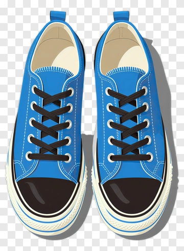 Blue Canvas Sneakers With Black Laces PNG