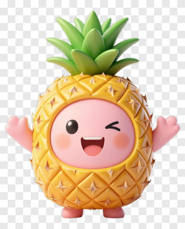 Pineapple Character With Winking Face PNG