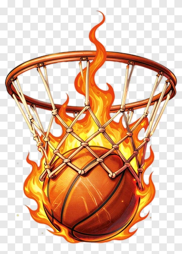 Fire Basketball Through Hoop PNG