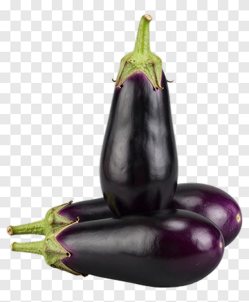 Purple Eggplants With Green Stems PNG