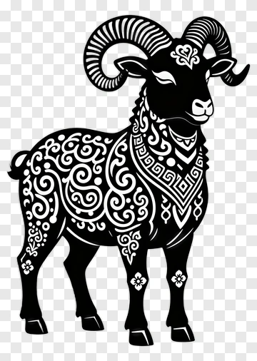 Decorative Ram With Intricate Patterns PNG