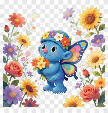 Blue Fairy With Butterfly Wings PNG