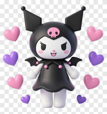 Kuromi With Floating Hearts PNG