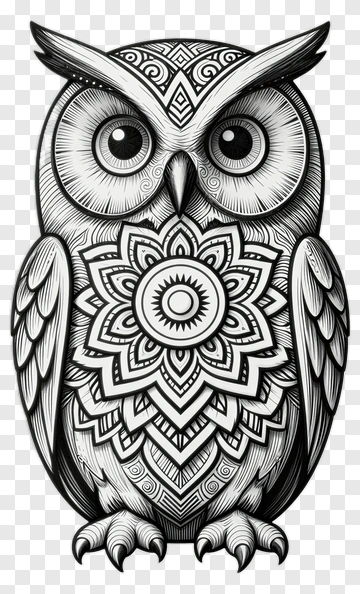 Owl With Mandala Tattoo Design PNG