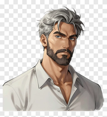 Portrait Of A Man With Gray Hair And Beard PNG