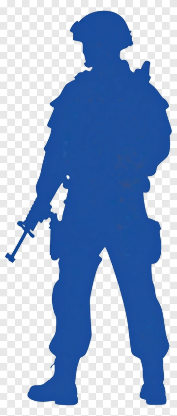 Blue Military Soldier Silhouette PNG