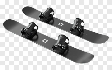 Black Snowboard With Bindings PNG