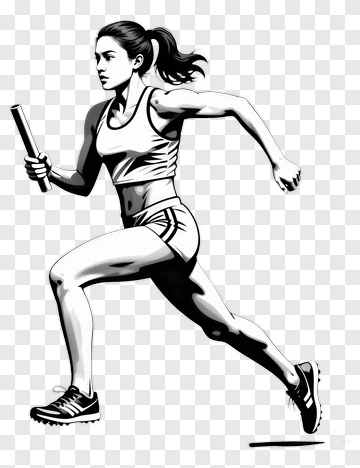 Athlete Running With Relay Baton PNG