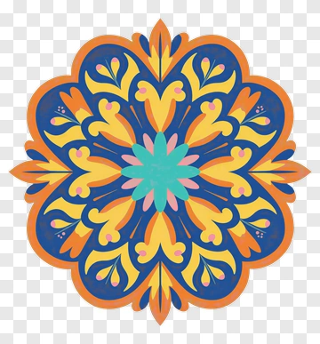 Vibrant Floral Mandala Design PNG