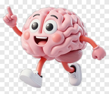 Cartoon Brain Running And Pointing PNG