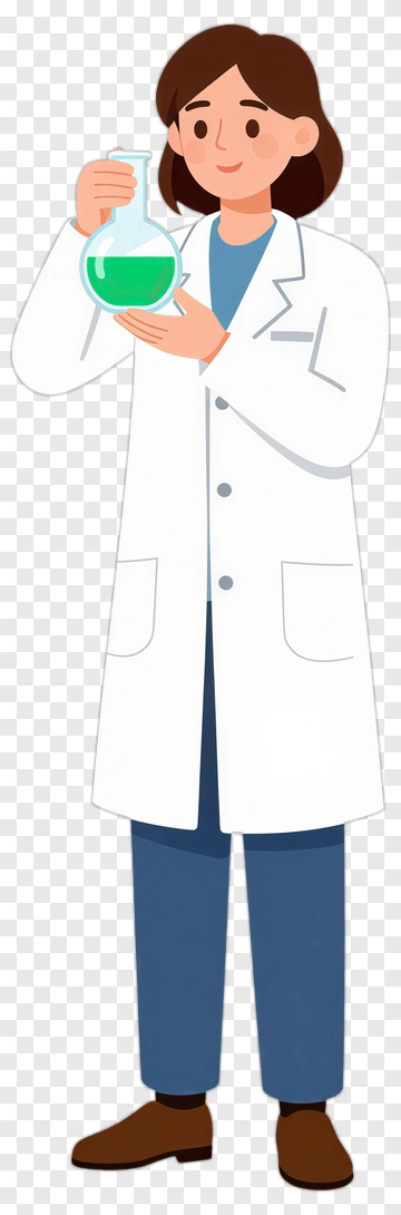 Female Scientist Holding Flask PNG
