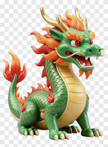 Green Dragon With Fire And Horns PNG
