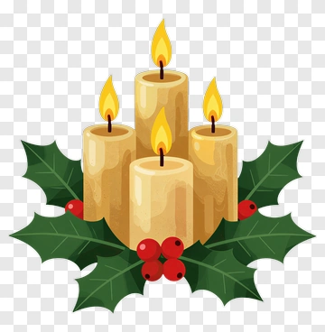 Advent Candles With Holly And Berries PNG