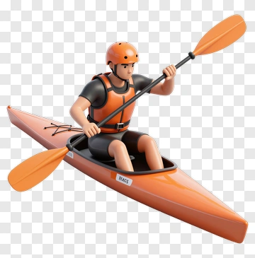 Orange Kayaker Paddling PNG