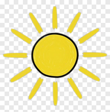 Yellow Sun With Black Outline PNG