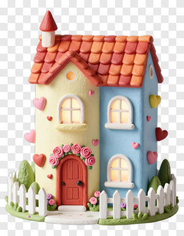 Cute Toy House With Heart Decorations PNG