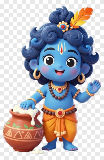 Blue Child With Feather And Pot PNG