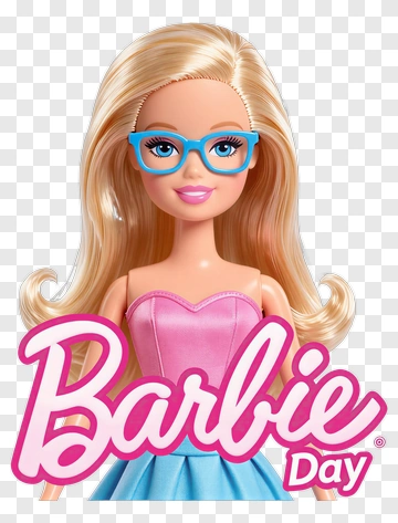 Barbie Doll Wearing Glasses And Pink Dress PNG