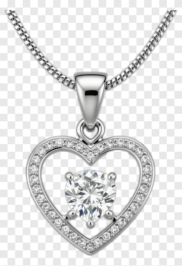 Heart Pendant Diamond Necklace PNG