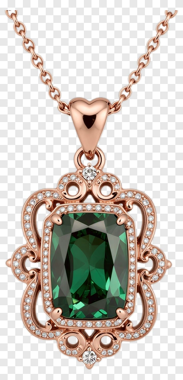 Green Gemstone Pendant Necklace PNG