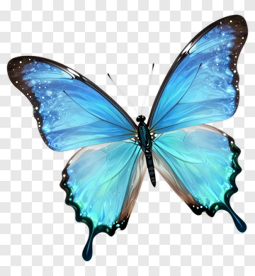 Blue Butterfly With Sparkling Wings PNG