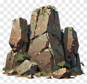 Rock Formation With Vegetation PNG