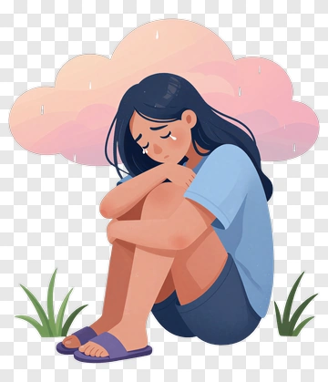 Sad Girl Crying Under Rain PNG