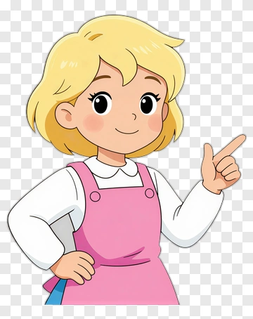 Cartoon Girl Pointing With Smile PNG