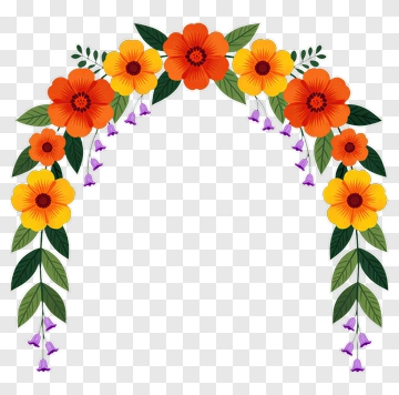 Flower Arch With Orange And Yellow Blooms PNG