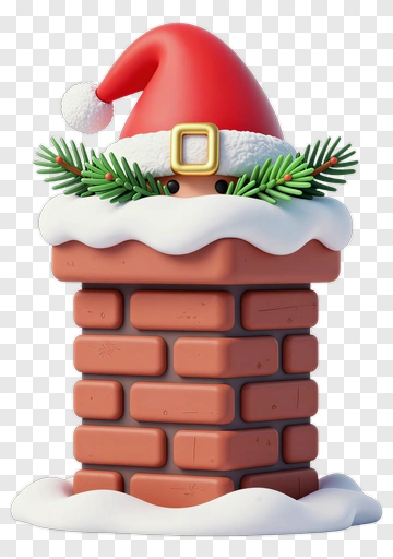 Santa Hat Peeking From Chimney PNG