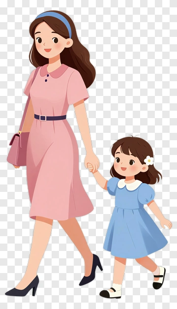 Mother And Child Walking Together PNG