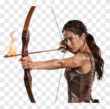 Woman Archer With Fire Arrow PNG
