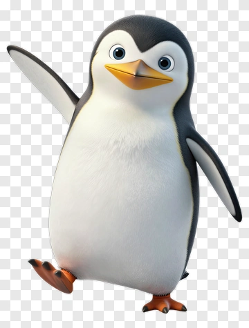 Friendly Cartoon Penguin Waving PNG