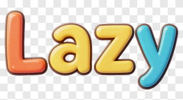 Lazy Word In Colorful 3D Letters PNG