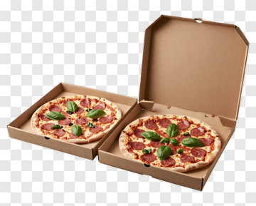 Two Pepperoni Pizzas In Cardboard Boxes PNG
