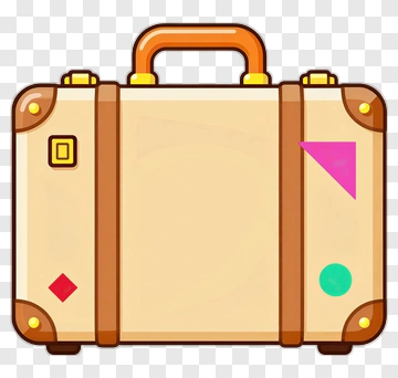 Beige Suitcase With Colorful Stickers PNG