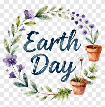 Earth Day Watercolor Design PNG