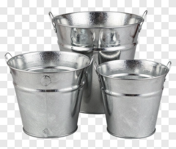 Metal Buckets With Hammered Finish PNG