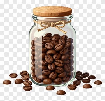 Coffee Beans In Glass Jar PNG