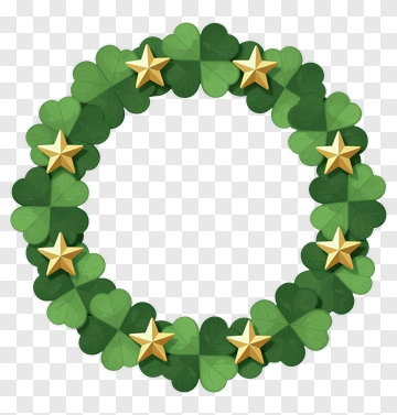 Green Clover Wreath With Gold Stars PNG