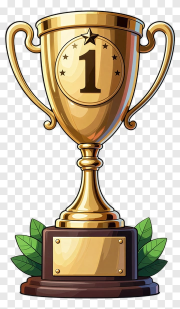 Golden Trophy With Number One PNG